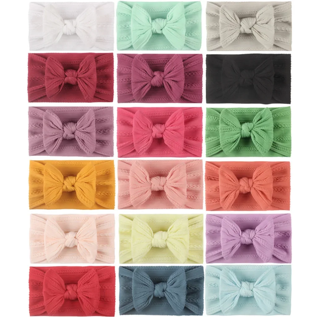 Children's headwear baby bow girl's wide headscarf soft jacquard nylon skin friendly headband hair accessories baby headband