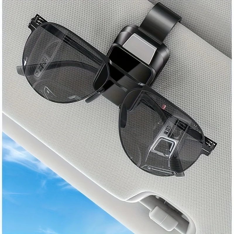 Glossy Car Sunglasses Clip ABS Anti-Scratch Easy Install One-Hand Operation Universal Sun Visor Eyeglasses Mount Fits All Cars