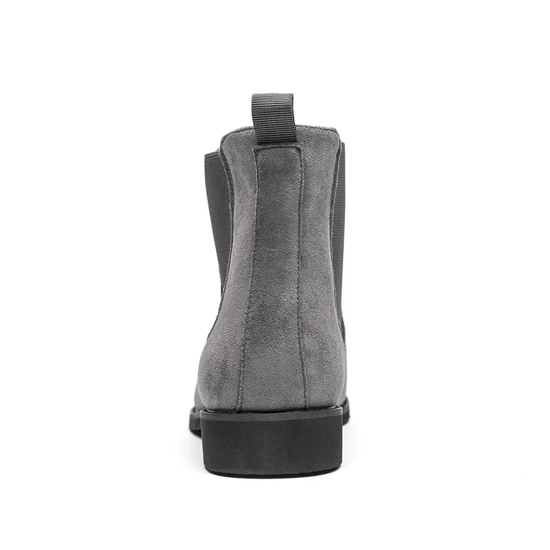 New Gray Chelsea Boots for Men Faux Suede Flock Business Mens Short Boots Ankle Boots for Mens with Size 38-48