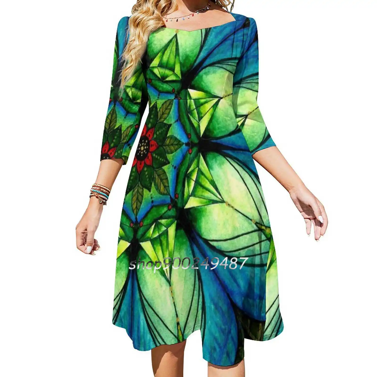 Cicada Summer Evening Party Dresses Midi Sexy Dress Female Sweet One Piece Dress Korean Cicada Mandala Cicada Mandala Spiritual