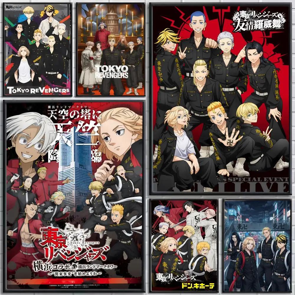 Anime Tokyo Revengers Poster Self-Adhesive HD Mural Wall Decals, Living Room Bedroom Home Decor Gift