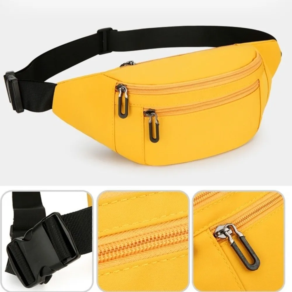 

Solid Color Oxford Waist Bag Large Capacity Lightweight Sports Fanny Pack Waterproof Multifunctional Mobile Phone Bag Traveling