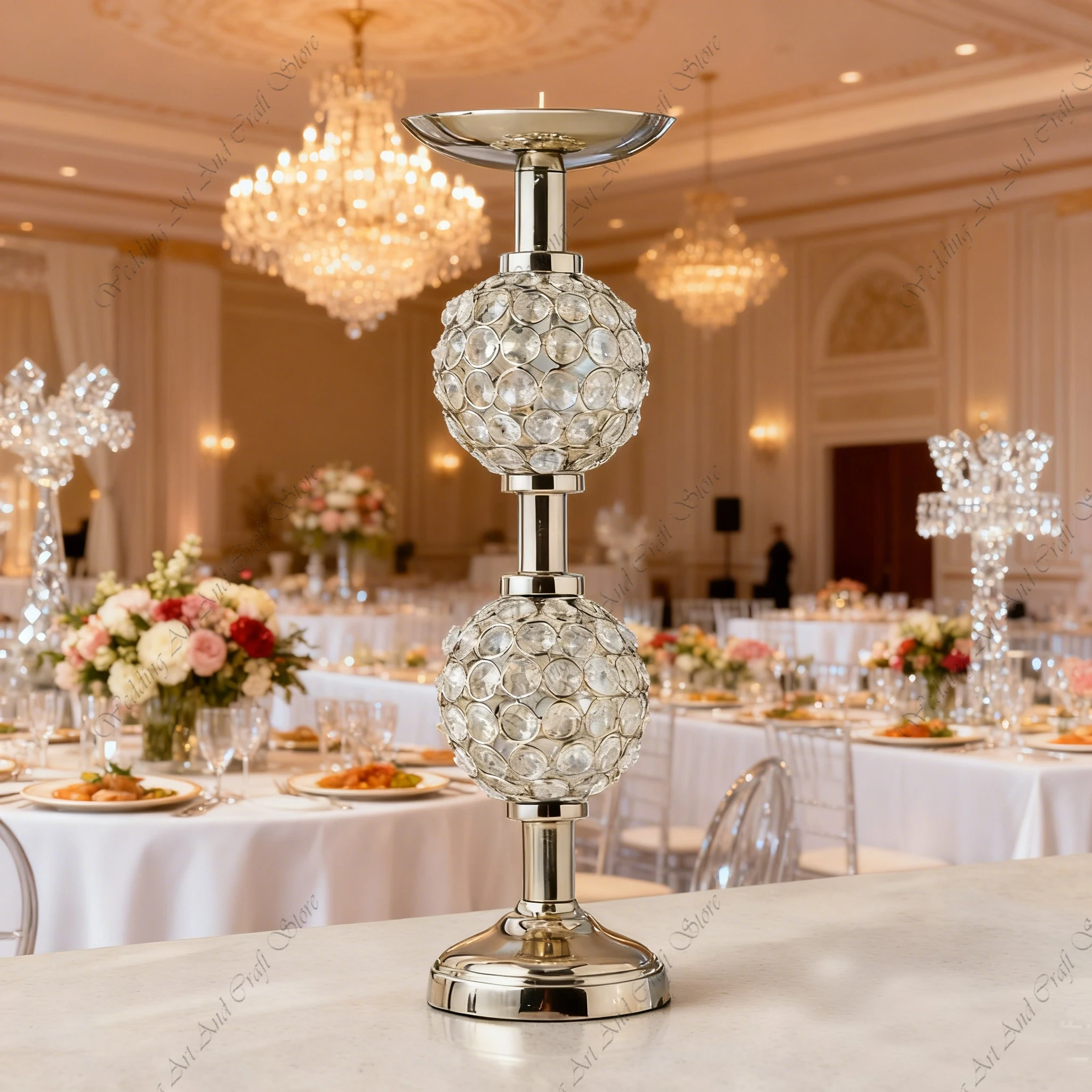 

10pcs f30 37-65cm Crystal Beaded Pillar Candle Holder Flower Stand T Light Candlestick for Wedding Decoration Backdrop ivy547