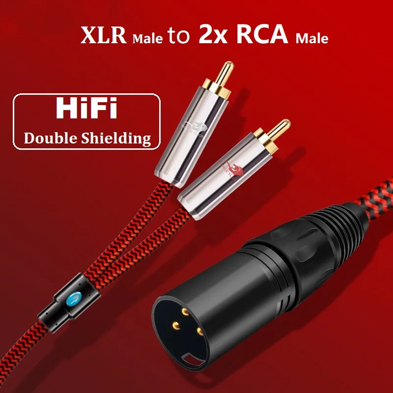 

XLR to Dual RCA Male Audio Cable for Mixer Console Amplifier Speaker Microphone Home Stereo Systems Y Splitter Shielded Cords