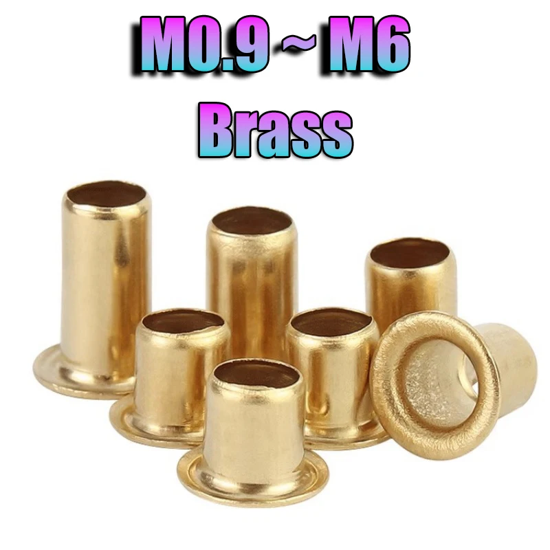 Nit mosiężny pusty M0.9-M6, miedziany nit z oczkiem typu chicken eye do płytek drukowanych PCB, nit rurkowy przelotowy, nit z podkładką przelotową.