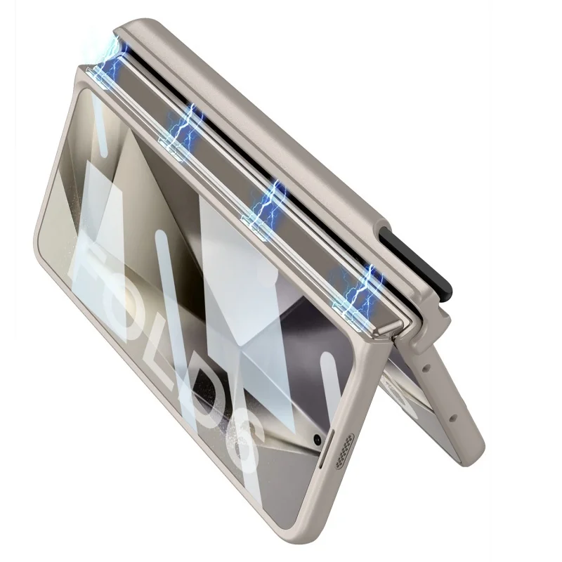 Magnetic Wrist Strap Hinge Pen Container Phone Case For Samsung Galaxy Z Fold 7 6 5 4 3 With Screen Glass Shockproof Hard Cover