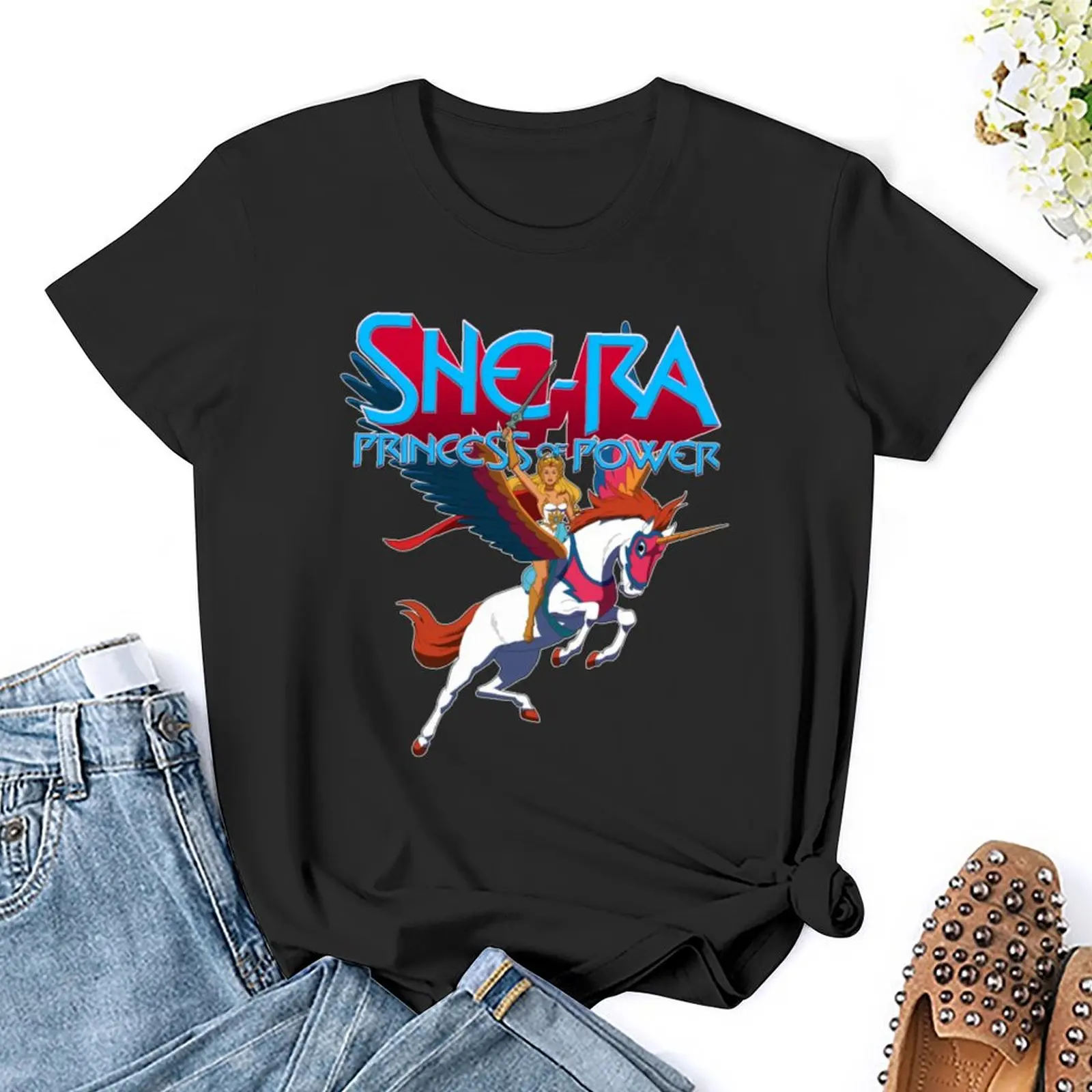 She-ra-Camiseta vintage para mujer, ropa recortada de secado rápido