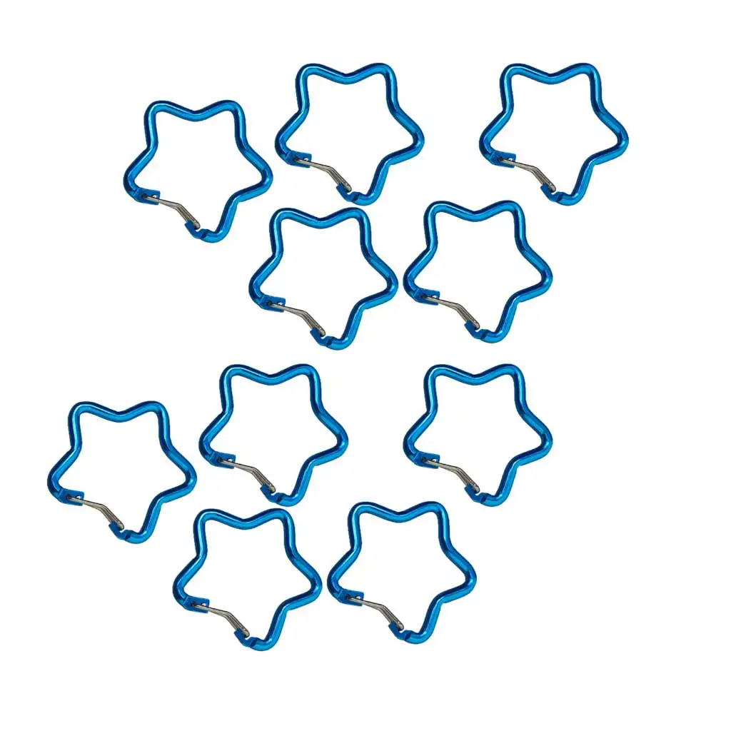 Picture 4: 10pc Aluminum Alloy Star Shape Mountaineering Carabiner Snap Hook Decorative Clip for Backpack Keys Camping  Water Bottle
