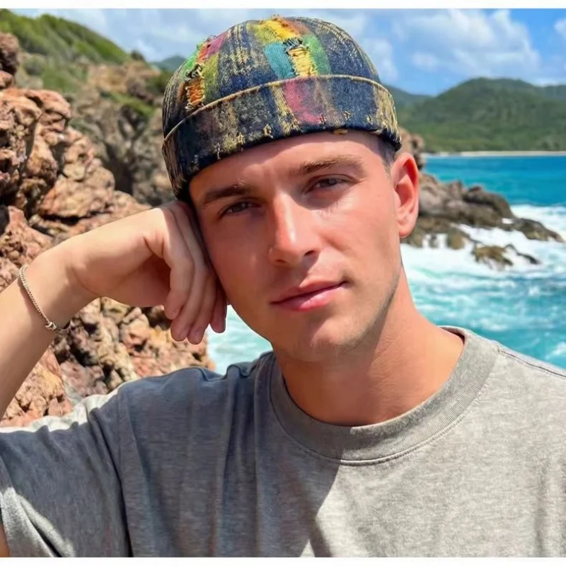 2026 Unisex Single‑Piece Beanie, Distressed Colorful Denim Fisherman Cap, Retro‑Style Skullcap, Suitable For Street Fashion And Daily Wear