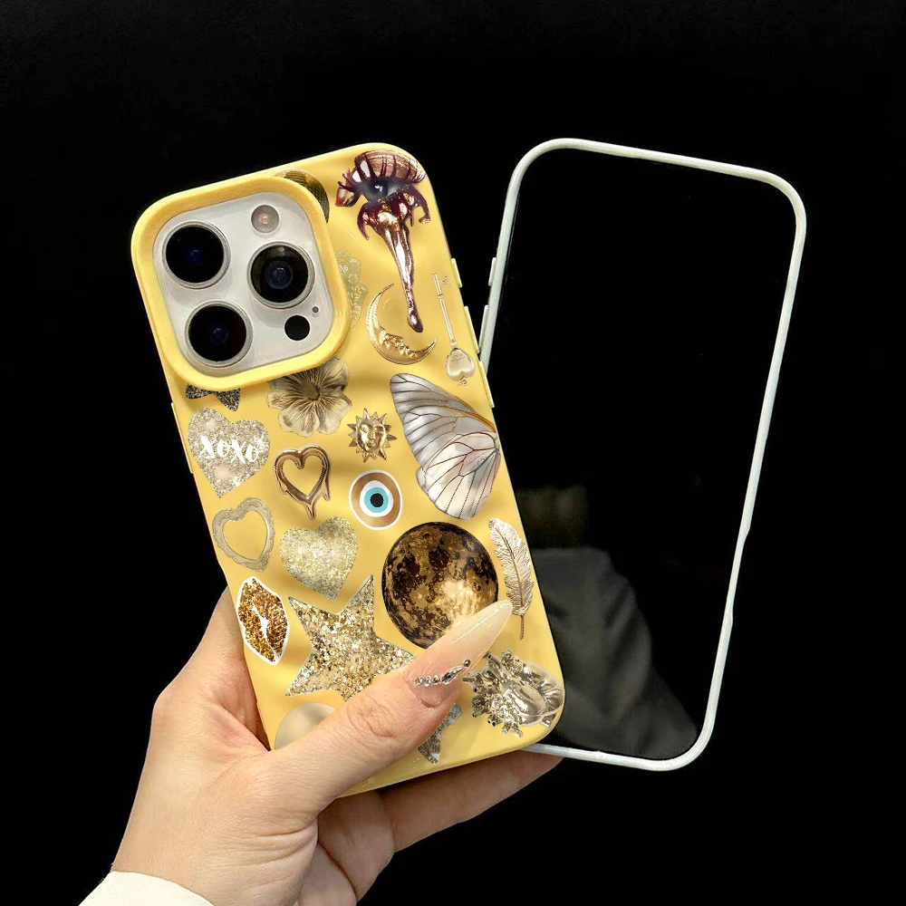 Luxuriöse Goldene Stern-Collage Handyhülle für iPhone 17 16 15 14 13 12 11 Pro Max 14 Plus 17 Air Falten-Wellen Weiche Silikonhülle – Detail 6