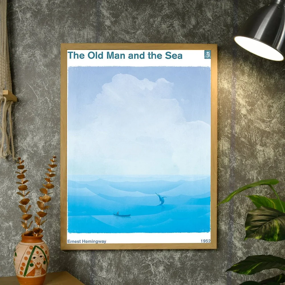 خمر همنغواي قماش الفن الرجل العجوز والبحر جدار ديكور الأدبي المشارك المحيط المشهد اللوحة هدية #4