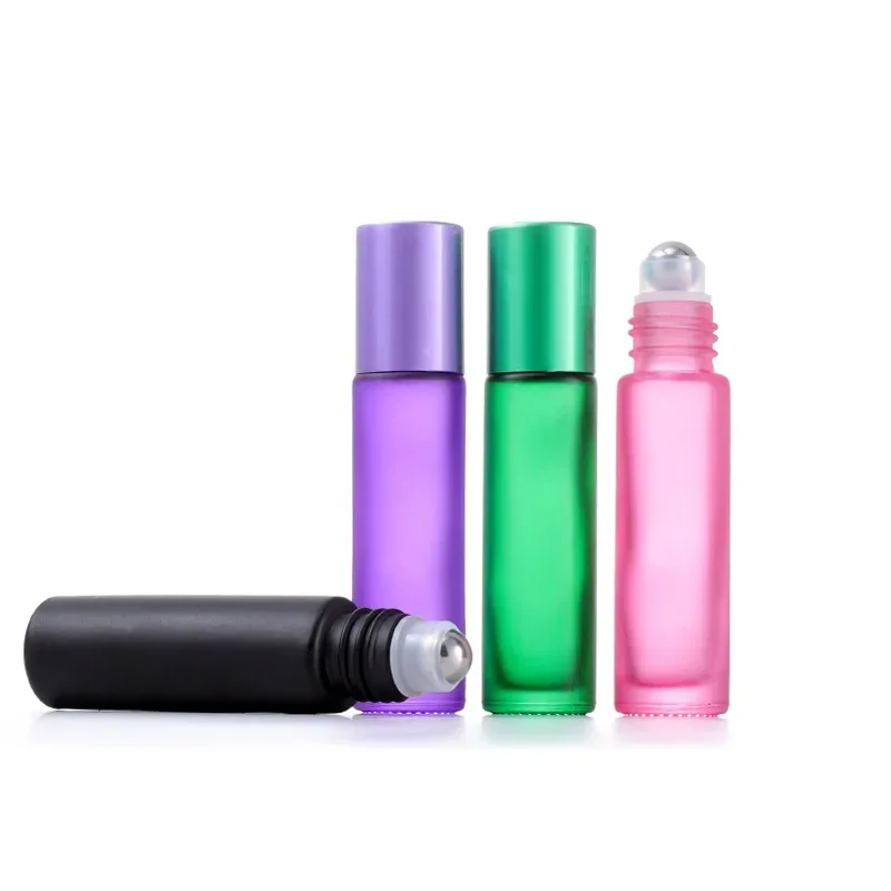 Bouteilles portables à roulettes d'huile essentielle en verre dépoli de 5ml à 10ml, 10 pièces, avec entonnoirs d'ouverture, MIni flacon pour aromathérapie, parfum de voyage