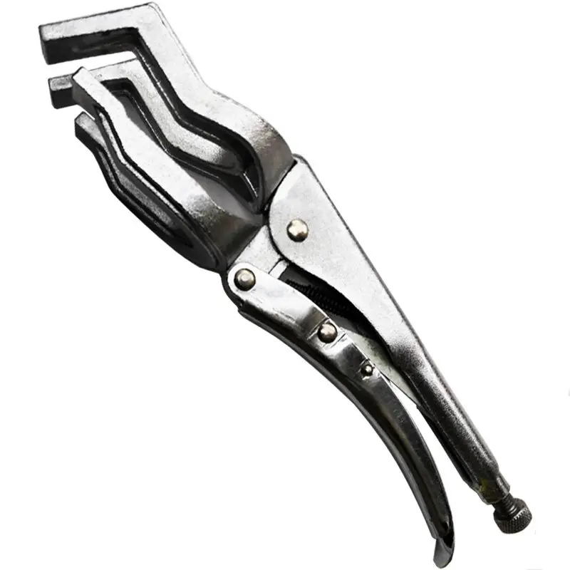 Clamp two sections of pipe flat pipe when welding with pipe pair pliers