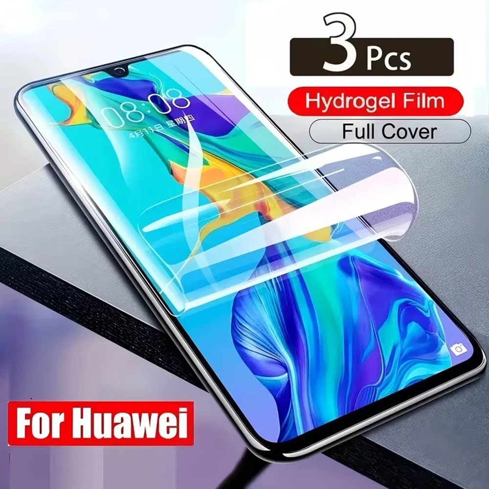 3 uds película de hidrogel para Huawei Y7 Y6 Y5 Y9 2018 2019 Protector de pantalla para Huawei Y7 Y6 Y5 Pro 2019 Y9A Y8S Y8P Y7S Y6P