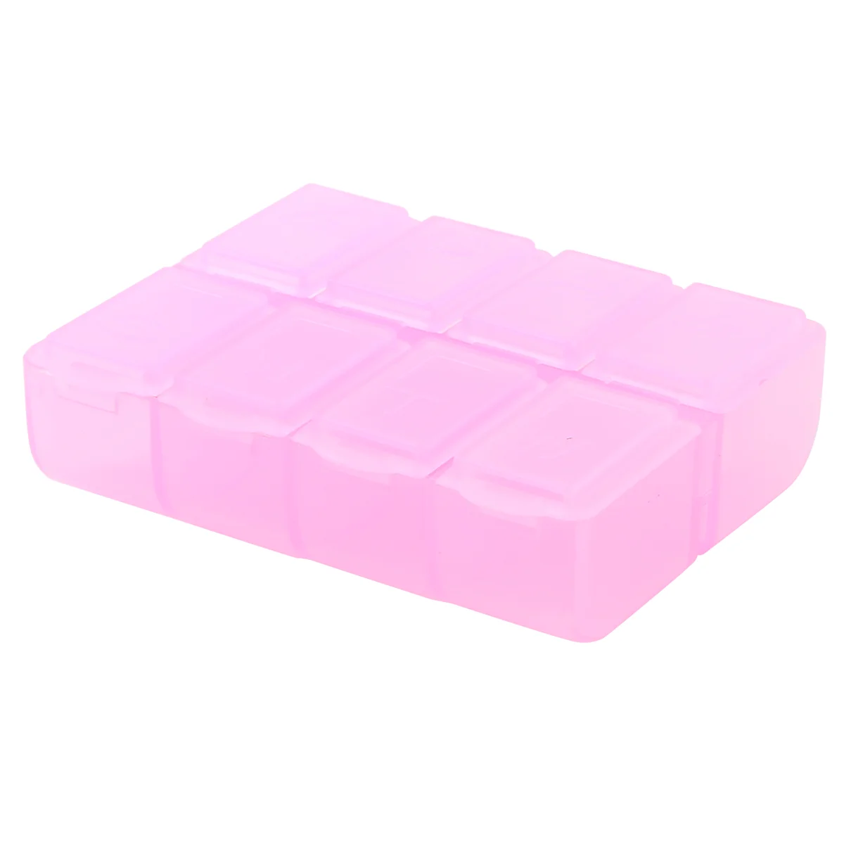 علبة حبوب دواء مستطيلة من البلاستيك ABAH مكونة من 8 أقسام لمدة 7 أيام باللون الوردي