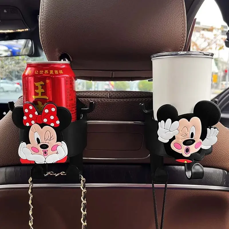 Car seat back hook cute Mickey and Minnie cartoon drink cup holder car rear backrest small hook seat back storage gift wholesale