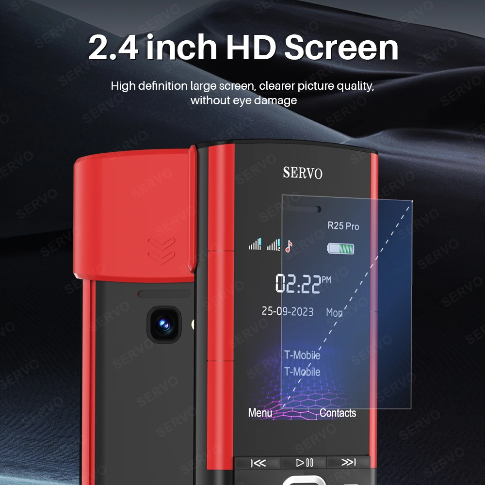 SERVO R25 PRO 2G GSM الهاتف المحمول المدمج في سماعات بلوتوث سرعة الاتصال الهاتفي تسجيل الشعلة القائمة السوداء SIM الهاتف المحمول راديو FM