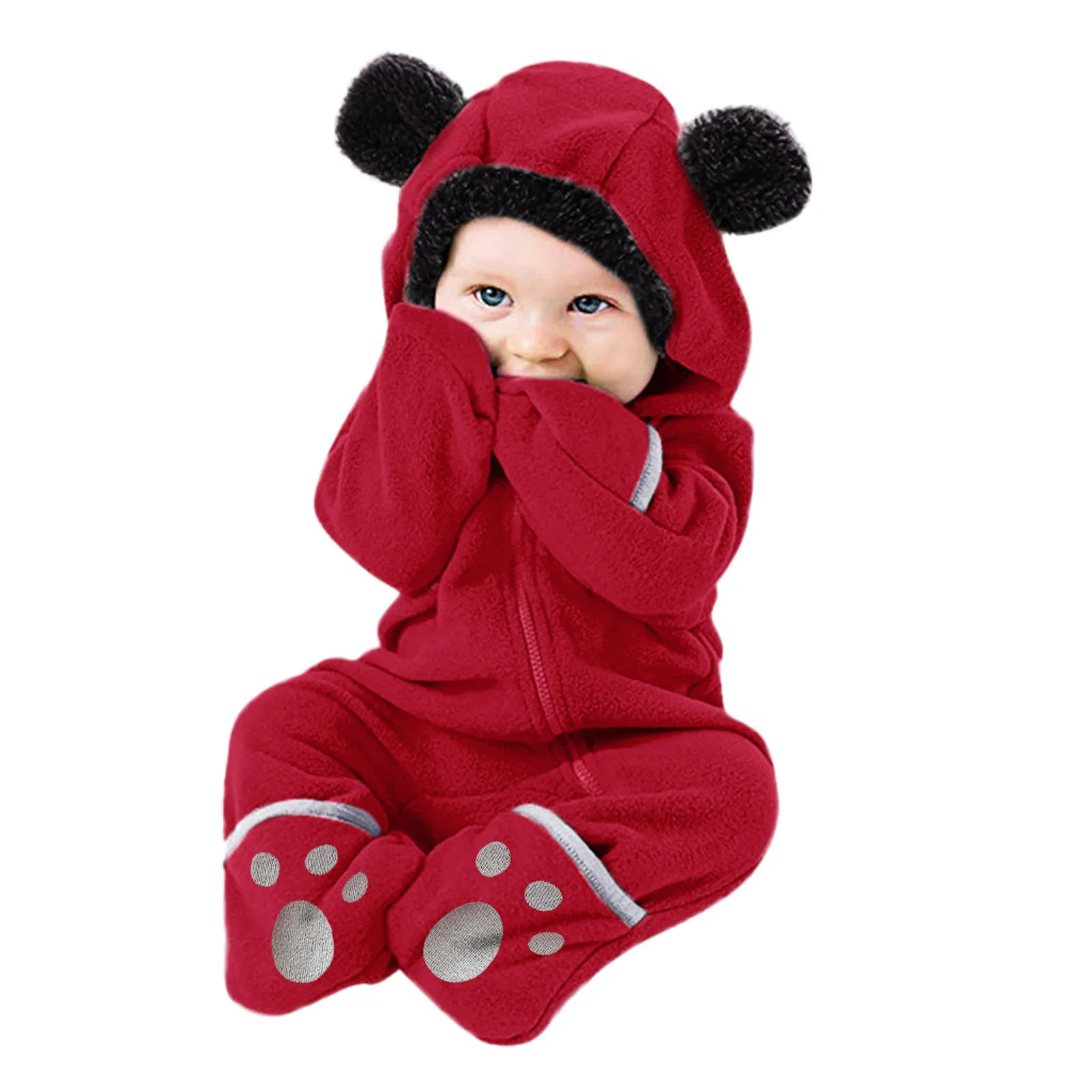 Clothes Boys Girls Solid Hoodie Cartoon Infant Romper Ears Baby Fleece Kids Winter Coat Size 6 Boys Jacket Fall  Boy Jacket