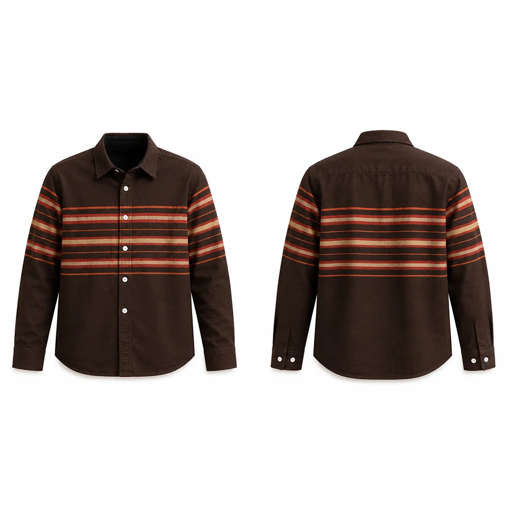 Simple Classic Striped Print Cotton Shirt Daily Commute Autumn Men's Lapel Tops Street Vintage Casual Button Long Sleeve Shirts