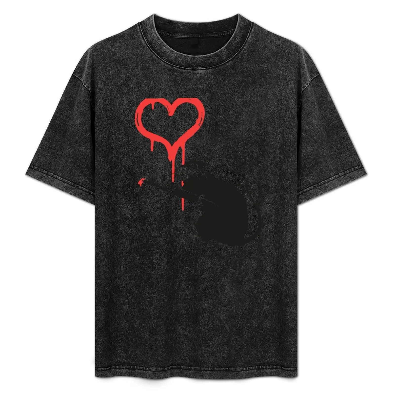 

Love Rat Painting Heart Stencil Art T-Shirt baggy shirts quick drying summer top anime clothes mens funny t shirts