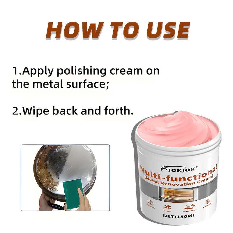 Mehrzweck-Metallpolierpaste, Edelstahl-Poliercreme, Chrom-Auto-Finish, Küchenutensilien, Wasserhähne, Waschbecken, Öfen, Grills