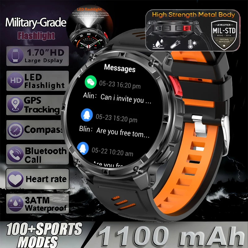 

Новые смарт-часы T-Rex3 Pro с аккумулятором 1100 мАч, GPS-трекером, водонепроницаемостью 5ATM, для спорта и бега, с компасом, для активного отдыха, военные смарт-часы 2026