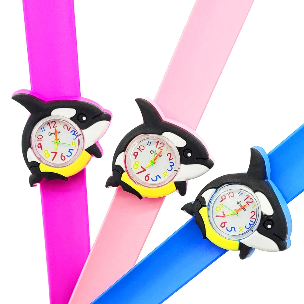 Cartoon Fish Crianças Relógios Baby Birthday Party Presentes Slap Pulseira De Pulso Meninos Meninas Estudantes Escola Relógio Crianças Relógio De Quartzo