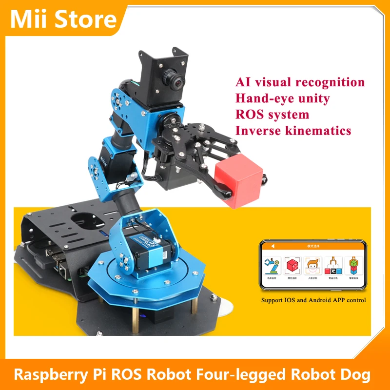 

ArmPi-FPV ROS Robotic Arm Manipulator Raspberry Pi AI Visual Recognition Open Source Python Programming Robot Kit