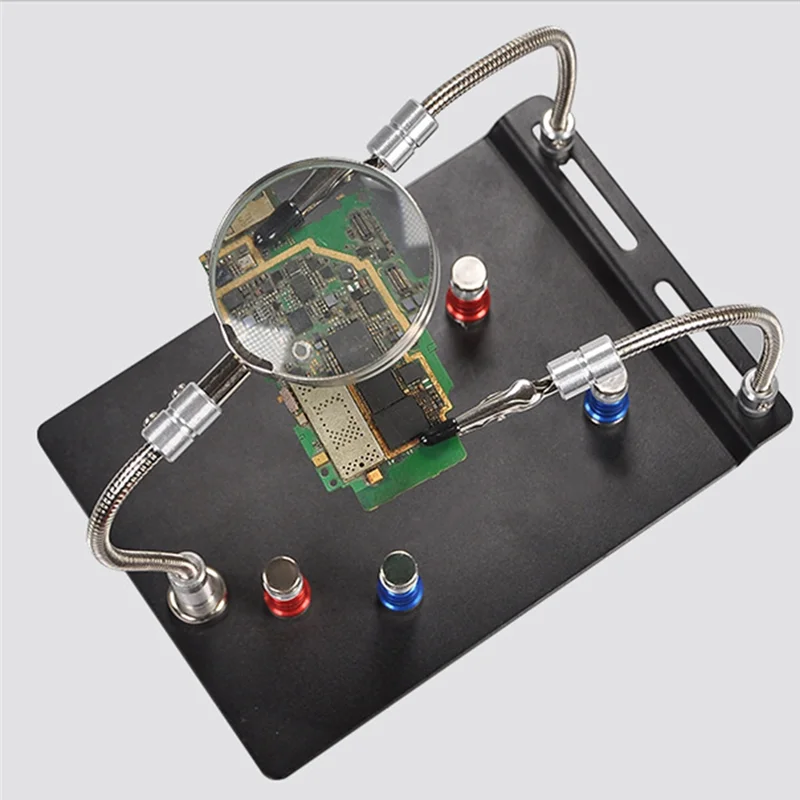 

RMWIN-Magnetic Magnifying Glass PCB Circuit Board Holder Flexible Arm Soldering Welding Station Soldering Iron Stand