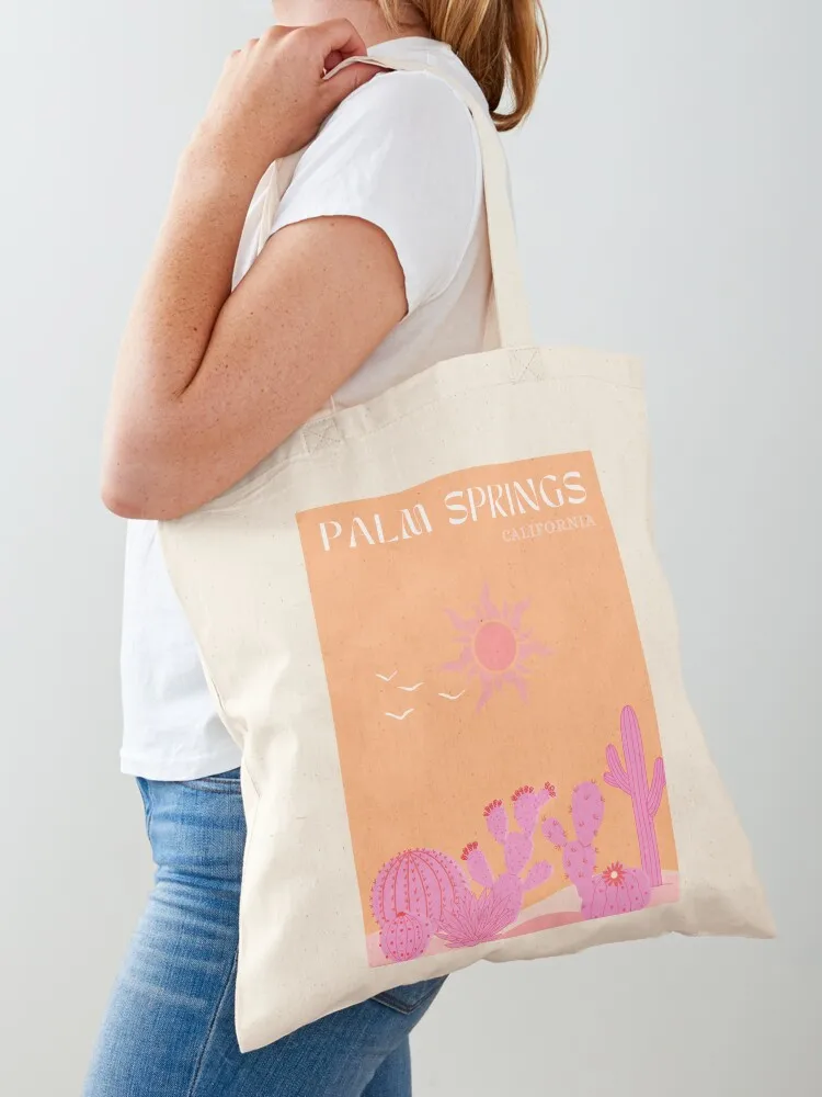 Palm Springs Desert California Cute Pink and Orange Tote Bag female bag tote bag men Canvas Tote