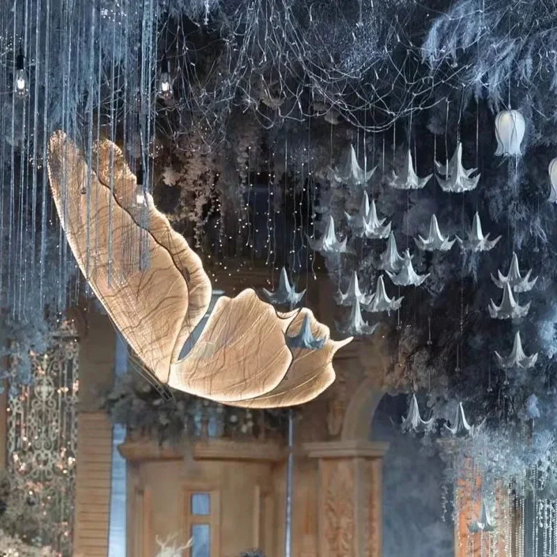 Wedding Layout Luminous Butterfly Wings Stage Decoration Ceiling Pendant Wedding Chandelier