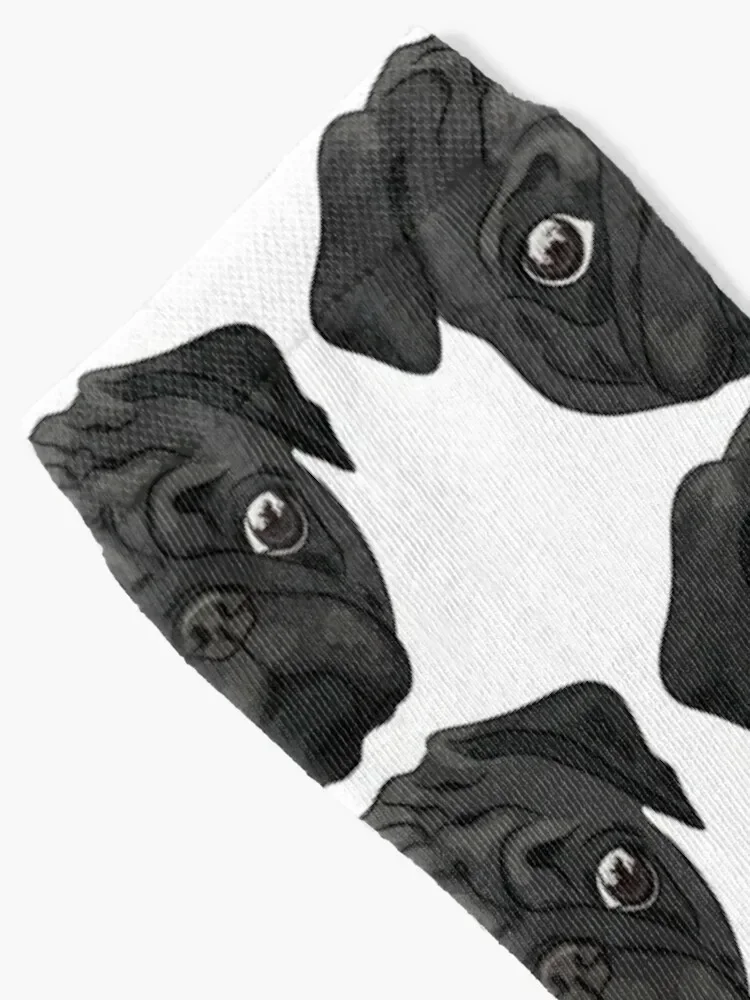 Cute black pug portrait Socks retro valentine gift ideas Socks Women Men's