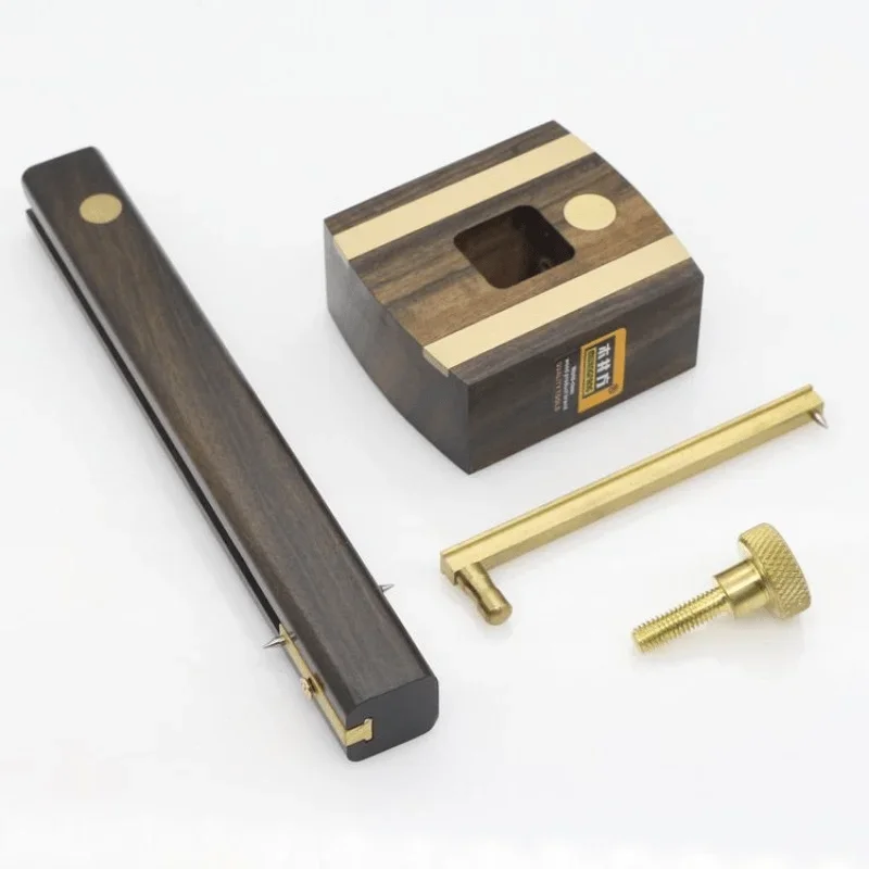 Herramienta de carpintería de carpintero resistente al desgaste de ébano británico de lujo de Indonesia + cobre puro, raspador de marca de calibre de corte de tornillo de 8 pulgadas