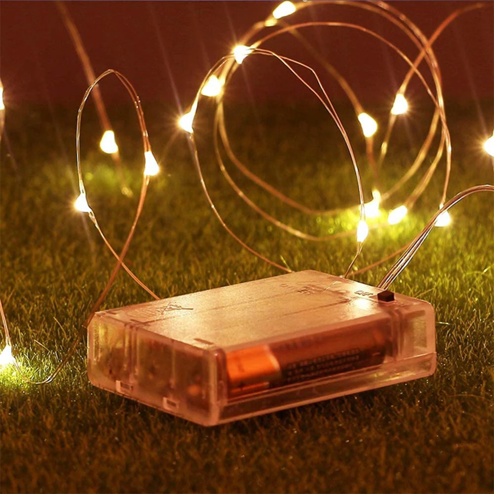 2M 5M 10M LED Strip Light Battery Box Copper Wire String Lights Christmas Decoration Fairy Tale Atmosphere Lamp For Room Decor