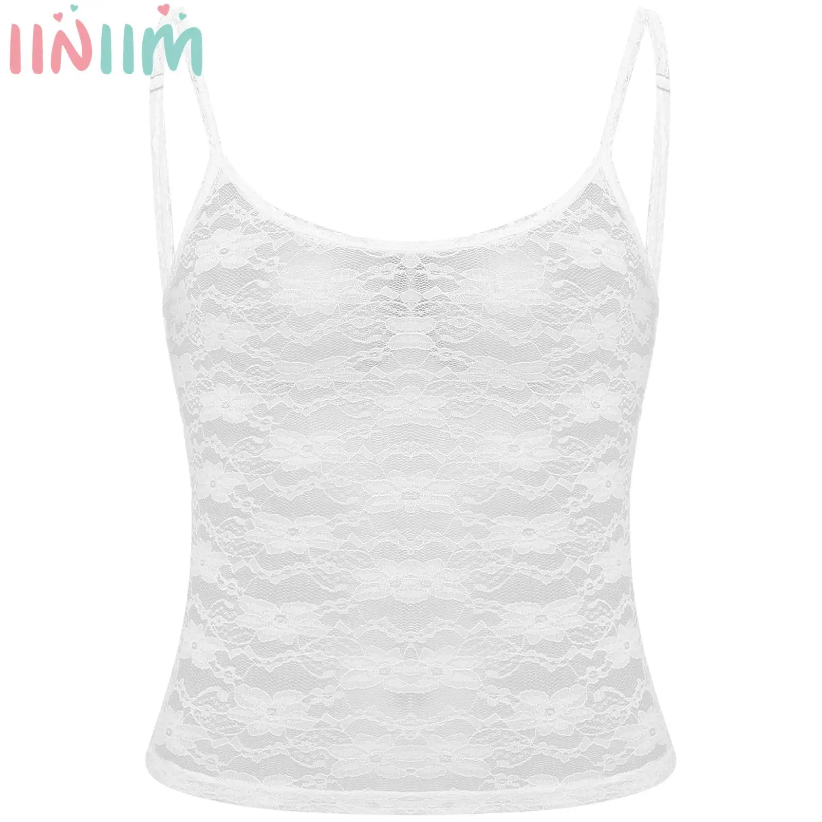 Women Y2K Vintage Camis Adjustable Shoulder Strap Floral Lace Solid Color Camisole Shirt Slim Fit Short Tank Top