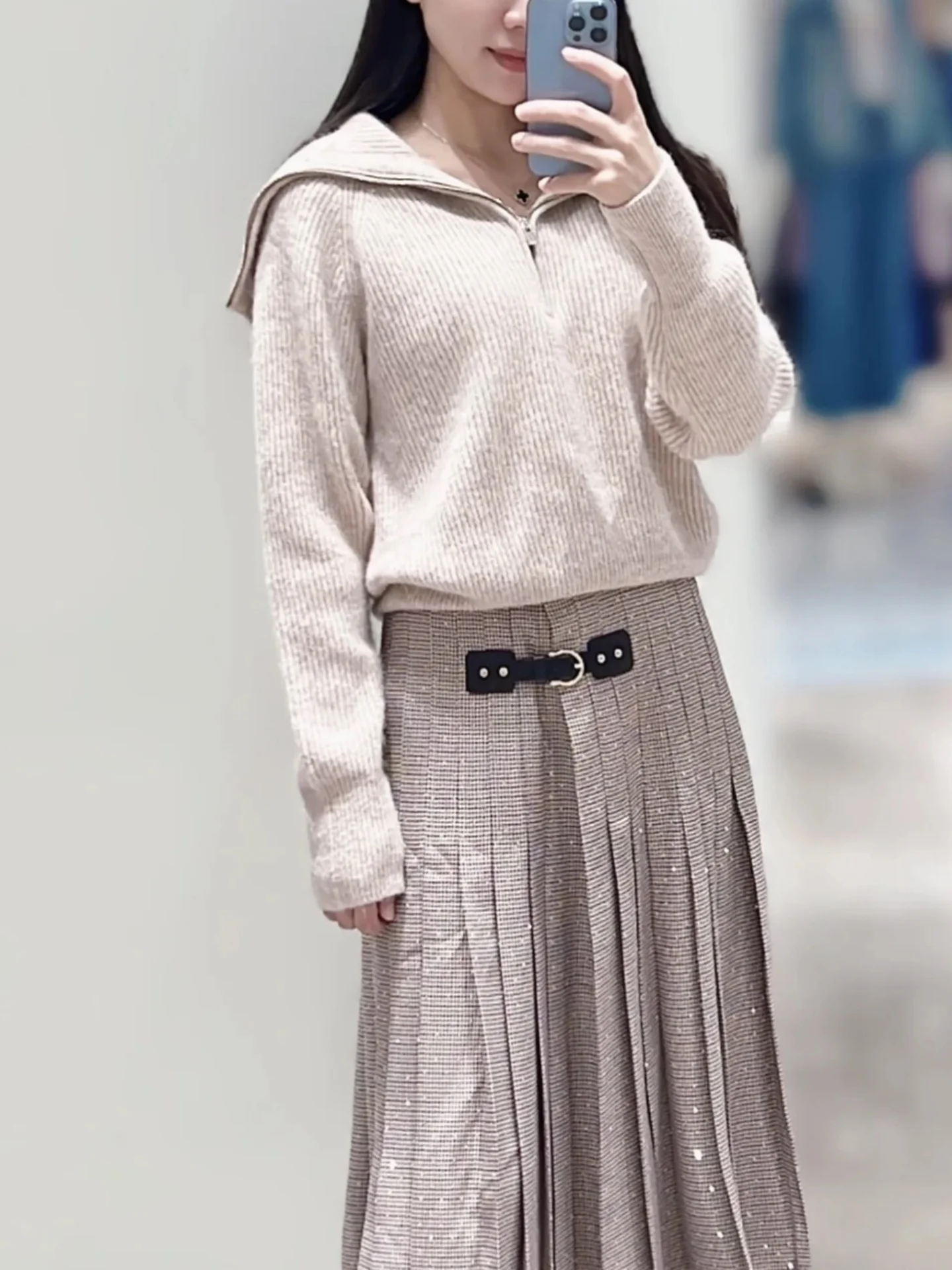 

Модный вязаный свитер с крупным воротником и декором из страз, на молнии, повседневный, женский, американский бренд ZOYOYUED