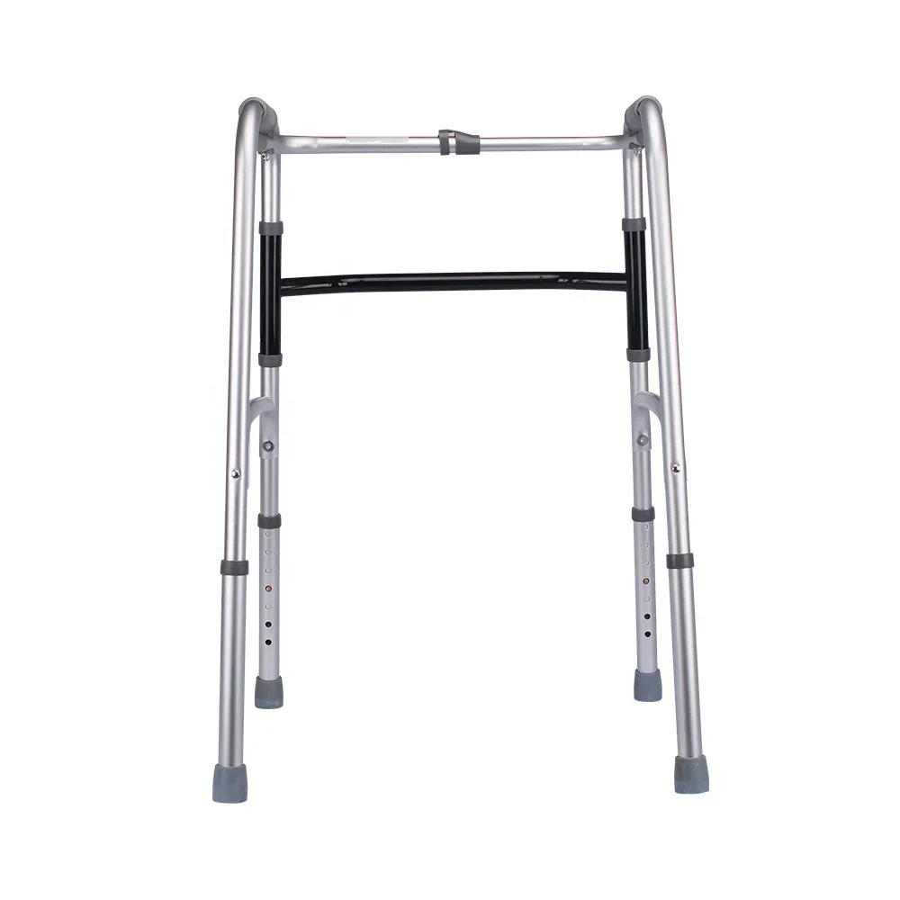 Deluxe One Button Folding Walker Adult Compact Elderly Handicap Medical Walking Aid Two-Button Medical Walkers Without Wheels