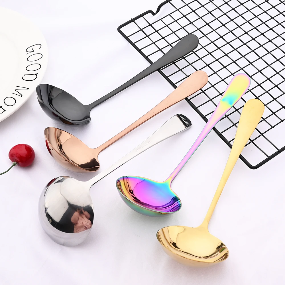 1Pc Thicken Stainless Steel Long Handle Ladle Spoon Big Soup Ladle Useful Kitchen Cooking Tool Utensil Tool Soup Spoon Dropship