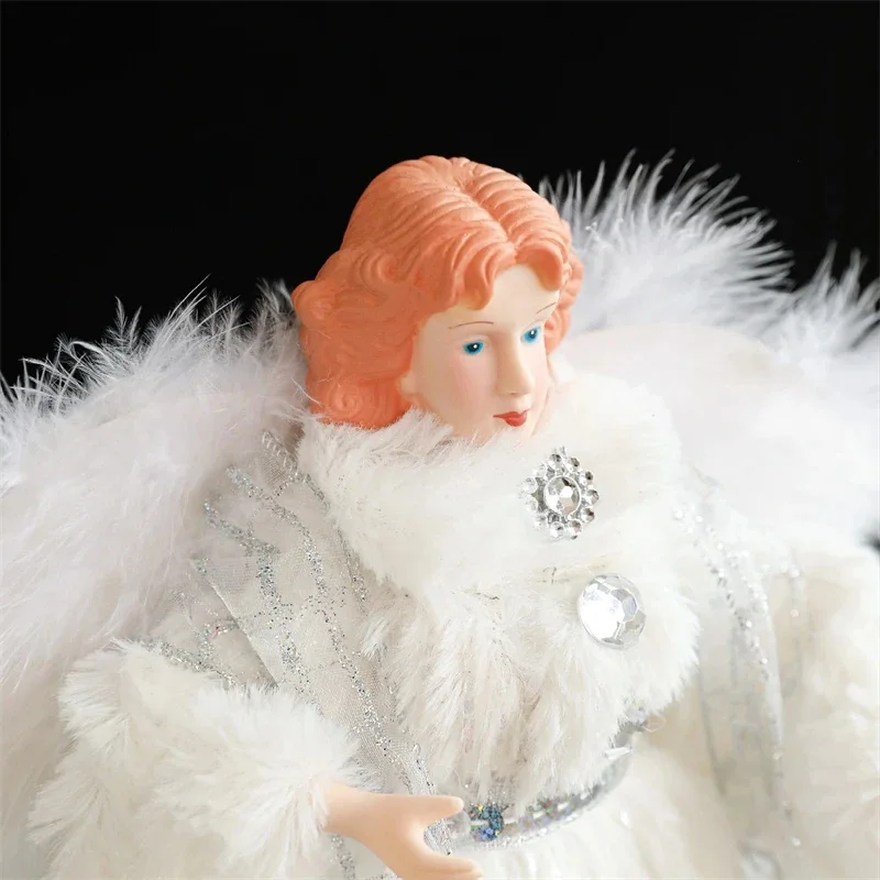 

Angel Christmas Tree Topper Gold Silver Red Fabric Star Crown Doll For Home Display Holiday Decoration Festive Gift For Women