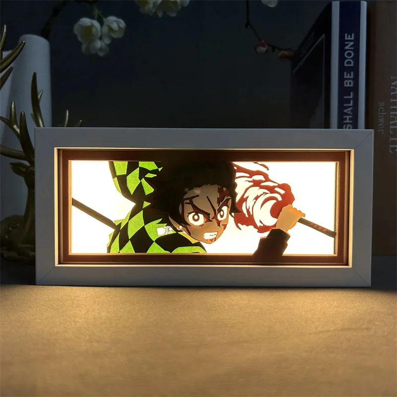 Imagem -06 - Caixa de Luz Anime 3d Japonesa Lâmpada de Escultura de Papel Sombra Manga dos Desenhos Animados Lightbox Brilhante Lâmpada de Mesa para Meninos Presente Amigo 16 Cores