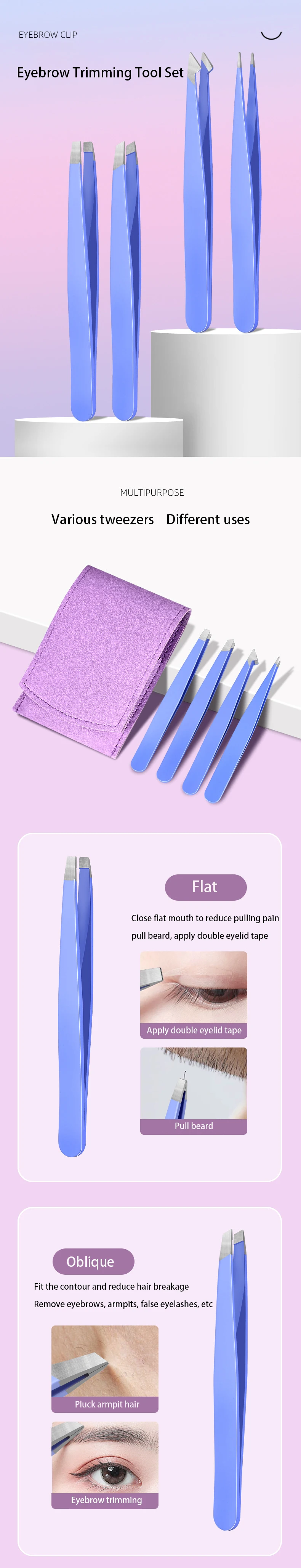 Augenbrauenpinzette Bunte Haarschönheit Feine Haare Puller Edelstahl Schräge Augenbrauenklammern Entfernung Make-up-Tools – Detail 16