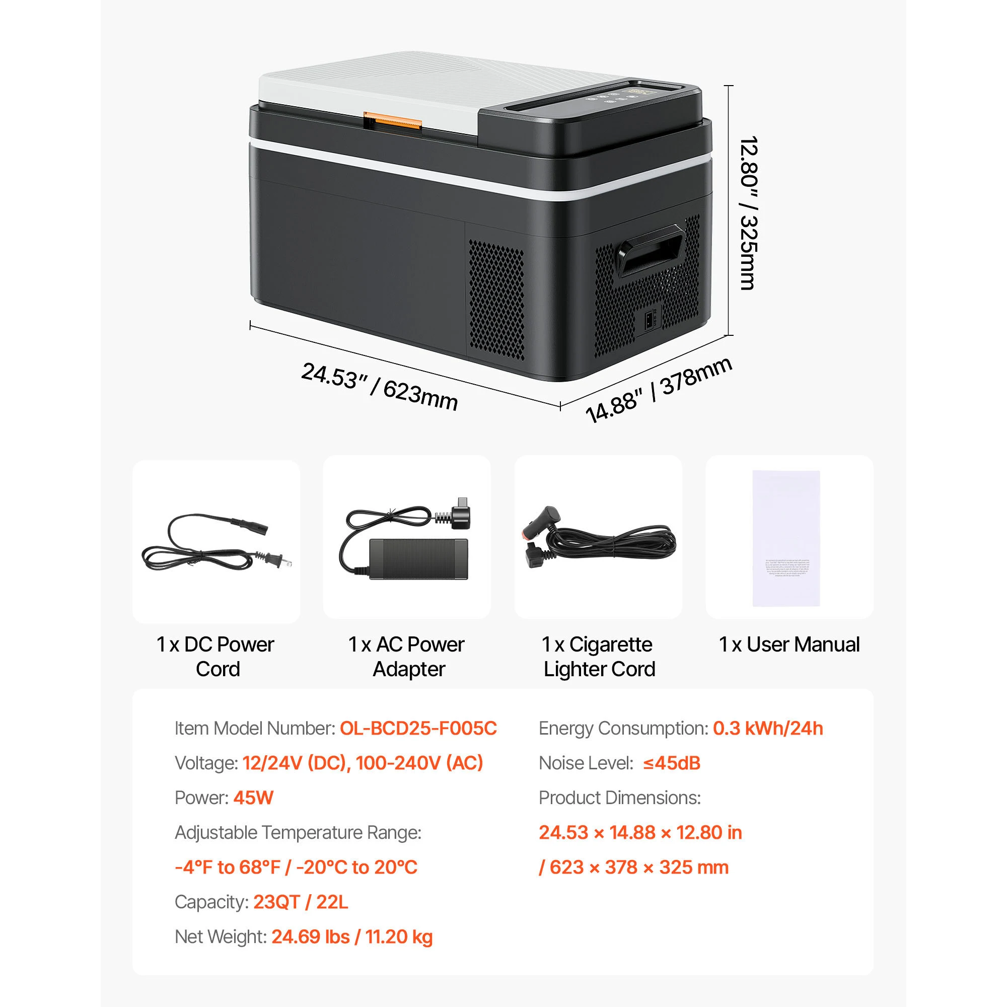 SucceBuy 20L 22L 35L 45L 55L Auto Koelkast Mini Koelkast Vriezer Draagbare Compressor Koeler DC 110-240V Ijsbox voor Camping