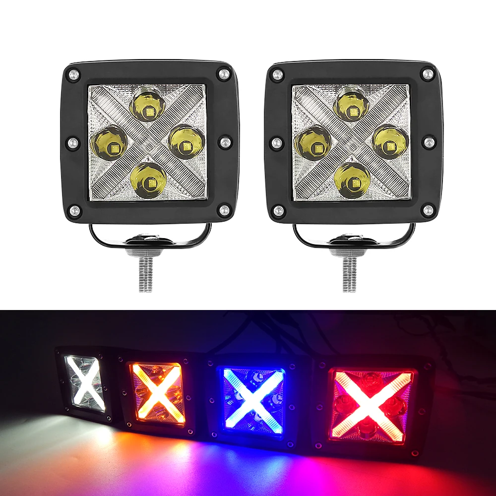 3.5 Inch 20W White with DRL Yellow Turn Signal Warning LED Light Pods Cube Spot Beam Fog Lamp for Truck SUV ATV UTV Car