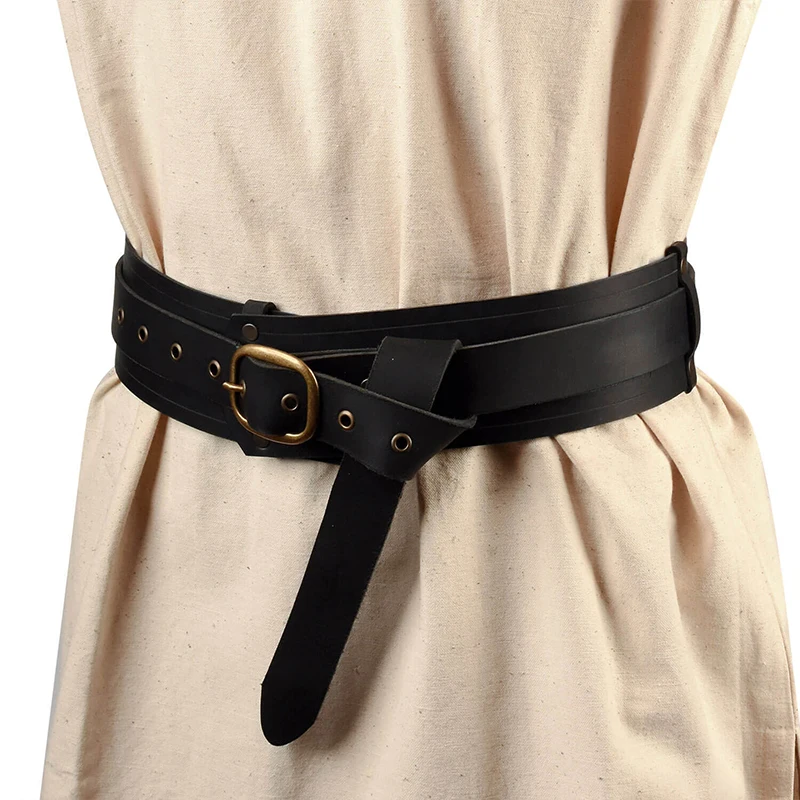 Medieval Vintage Waist Belt Viking Knight Waistband Gothic Medieval Buckle Belt  PU Leather Larp Cosplay Costume Accessories