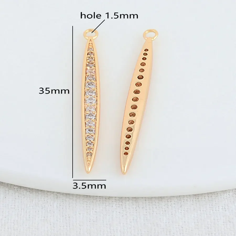 2PCS 3.5*35MM 14K Gold Color Brass Long Stick Charms Pendants Necklace Earrings Jewelry Making Supplies Accessories