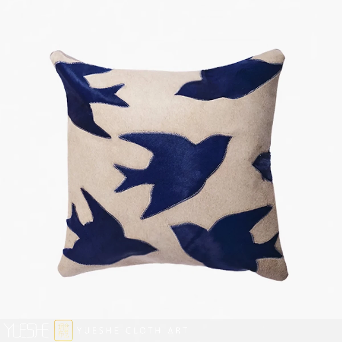 

Advanced Light Luxury Klein Blue Peace Dove Handmade External Stitching Cowhide Pillow Sofa Cushion