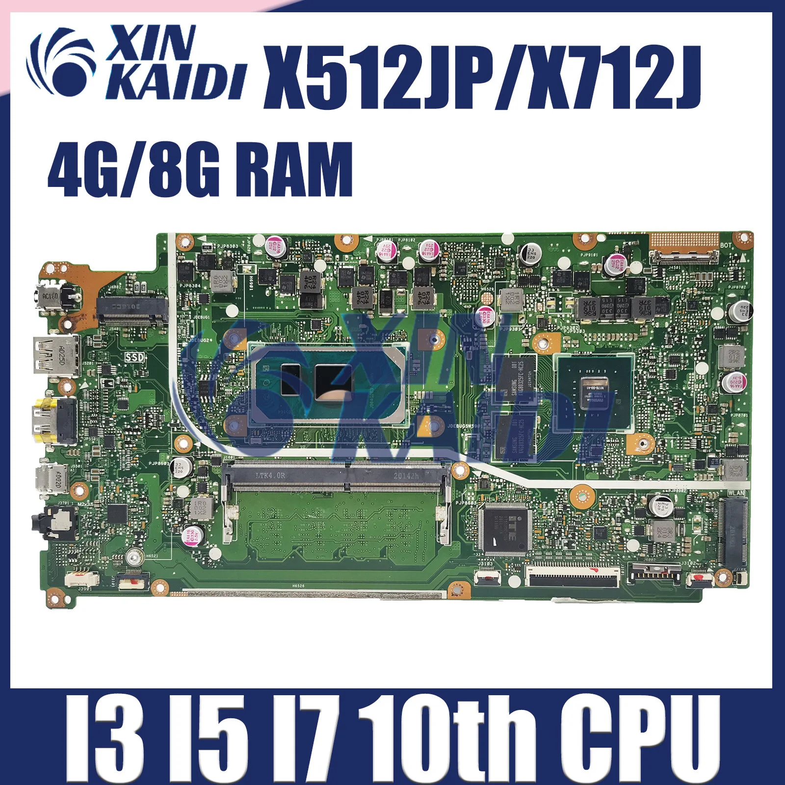 Computer Mainboard For Asus VivoBook X512JP V5000J X512J  X512JA V5000JP X712JP Laptop Motherboard i3 i5 i7 10th CPU 4G 8G RAM