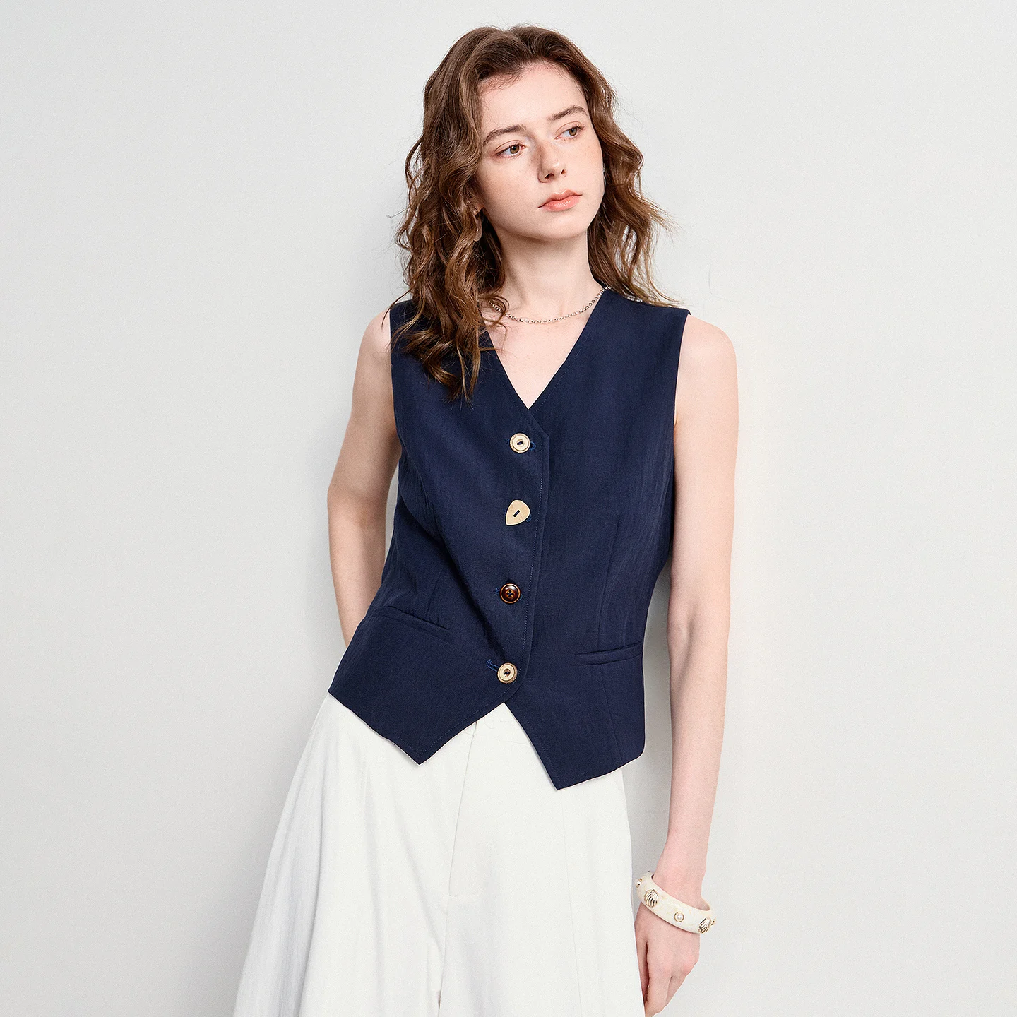 TOYOUTH Women Old Money Slow Style Vest 2026 Summer New Lyocell Linen Slimming Short Vest Pullover Tops