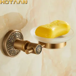 Solid Aluminium Wall Mounted Antique Brass Color Bathroom Soap Dish New Bath Soap Dish Glass Holders Bathroom Products YT-14295