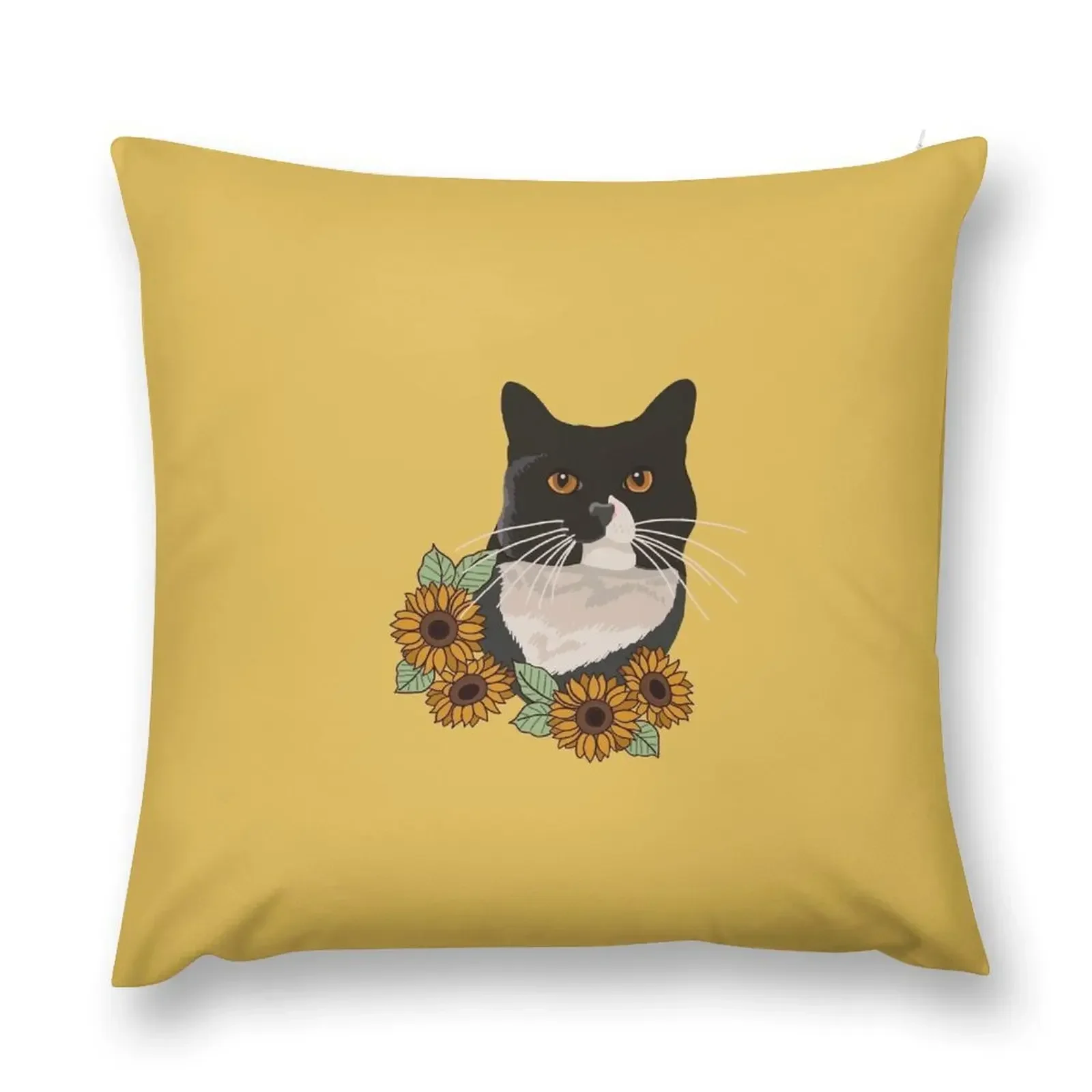 Tuxedo Cat Sunflower Throw Pillow Pillow Case Cushions Cover pillow